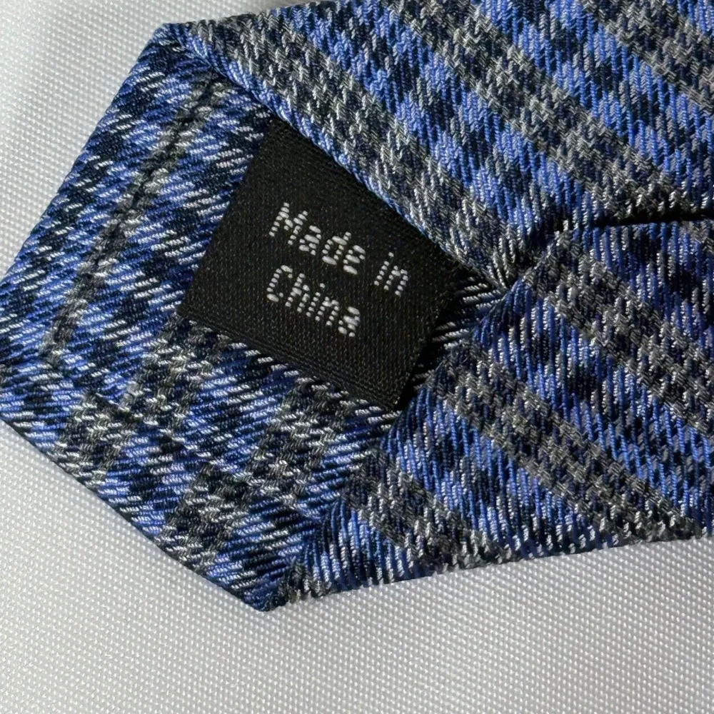 Calvin Klein Necktie Mens Blue Glen Plaid Silk Blend Professional Accessory